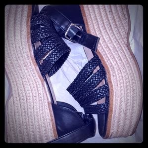 Size 8.5 Black Espadrille Platform Sandals